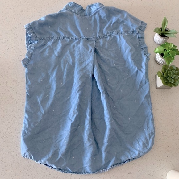 JACHS GIRLFRIEND chambray palm tree button down top size L - Picture 11 of 16